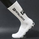 Round Silicone Suction Non Slip Football Socks Sports Training Sock (White)
