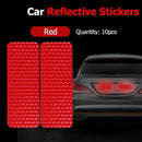 10pcs Car Reflective Stickers Warning Strip Safety Tapes (Rectangle)(Red)