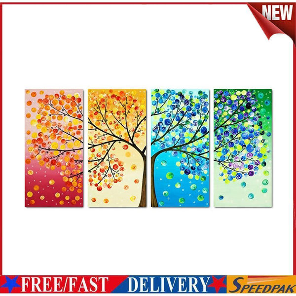 Colorful Tree 5D DIY Full Drill Diamond Painting 4-pictures Combination Kit #F