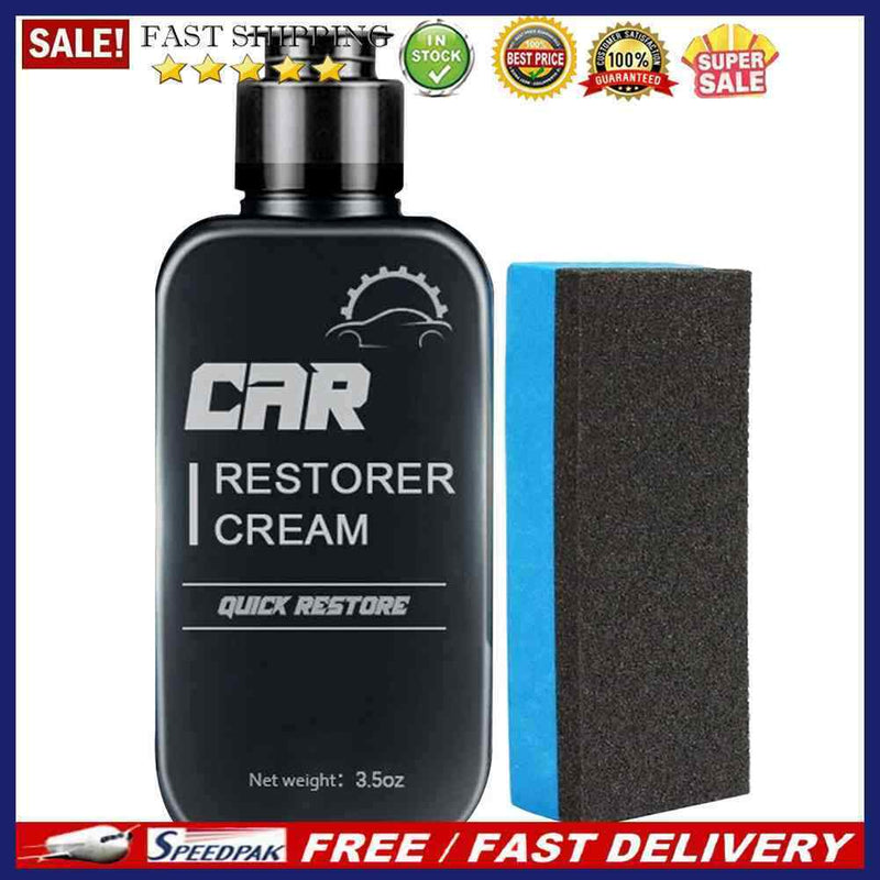Car Plastic Leather Restorer Quick Restore Refurbishment Paste 100mL + Sponge