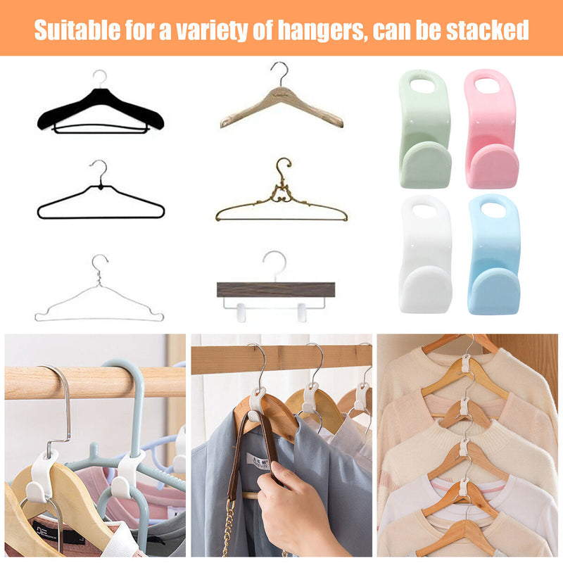 Hanger Connector Hooks 60pcs Plastic Cascading Clothes Hanger Hook in 4 Colors