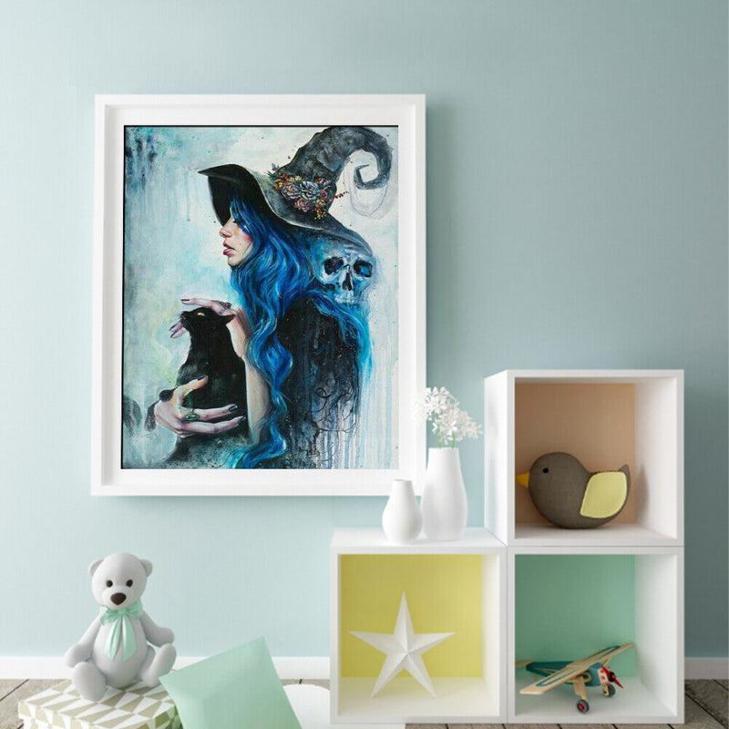 Witch Holding Cat Oil Paint By Numbers Kit DIY Acrylic Painting on Canvas
