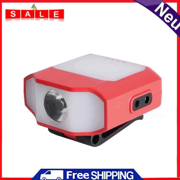 Hat Clip Light Headlight COB LED Camping Fishing Headlamp Sensor (Red)