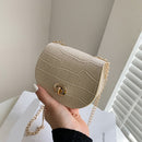 Fashion Stone Pattern PU Crossbody Bag Casual Women Chain Mini Saddle Handbags