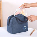 Portable Lunch Bag Thermal Insulated Lunch Box Cooler Handbag (E Navy Blue)