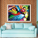 Cat Looking Up Full Round Rhinestone Picture DIY 16x12"" Home Decoration Kit