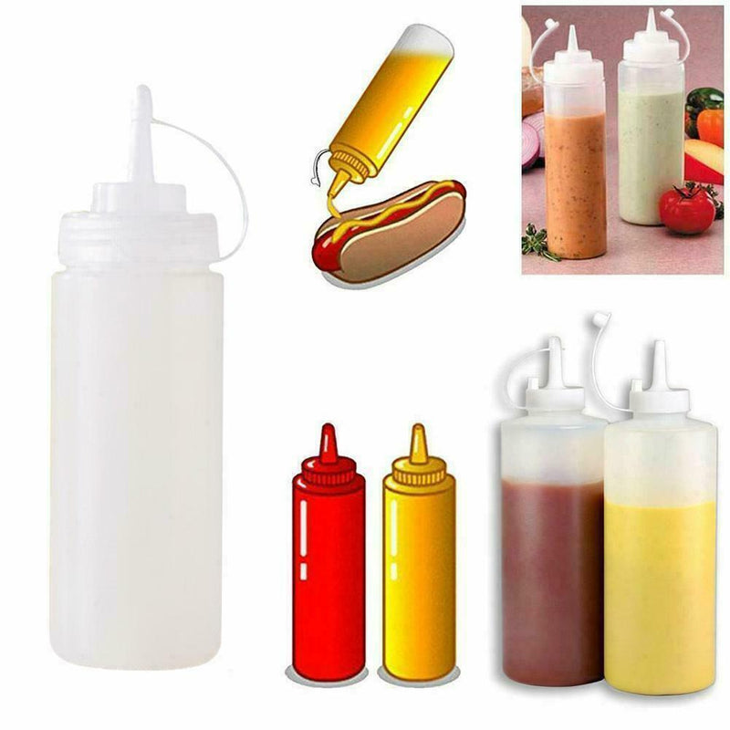 1* Plastic Clear Squeeze Squeezy Sauce Bottles Mayo 240ml Dispenser Bottles M9O8