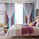 Gradient Hollow Star Curtain Full Blackout Window Blinds for Bedroom Home Decor
