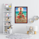 Beach Christmas Tree 5D DIY Full Round Drill Drawing Kit Diamond Painting Craft