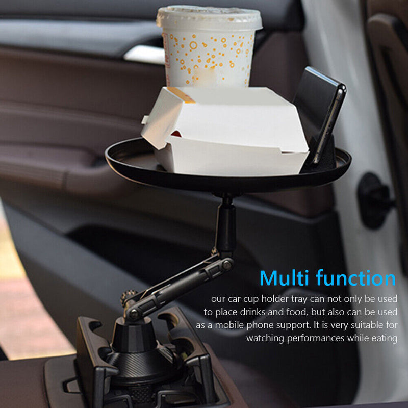 2 in 1 Car Phone Cup Holder Tray Auto Vehicle Rotary Food Table Rack Long) Newly
