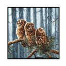 Full Cross Stitch 11CT Three Owls Printed Embroidery DIY Home Decoration Gift