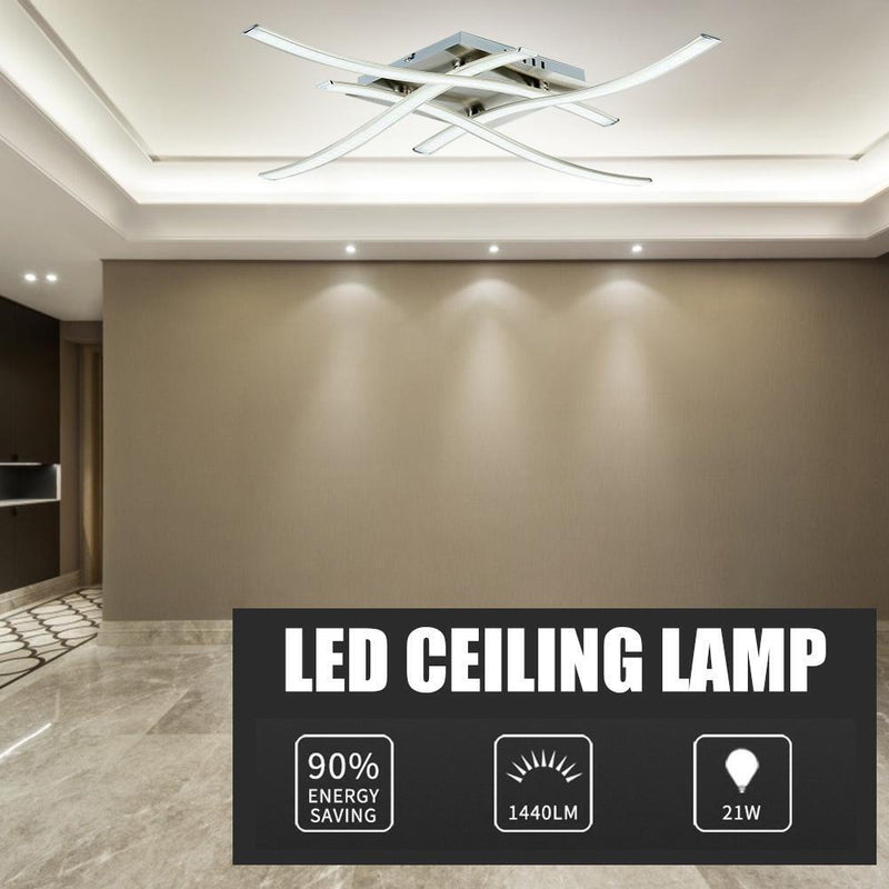 LED Ceiling Lamp 85-265V Forked Shaped Curved Modern Lamp (Cold White 4LED)