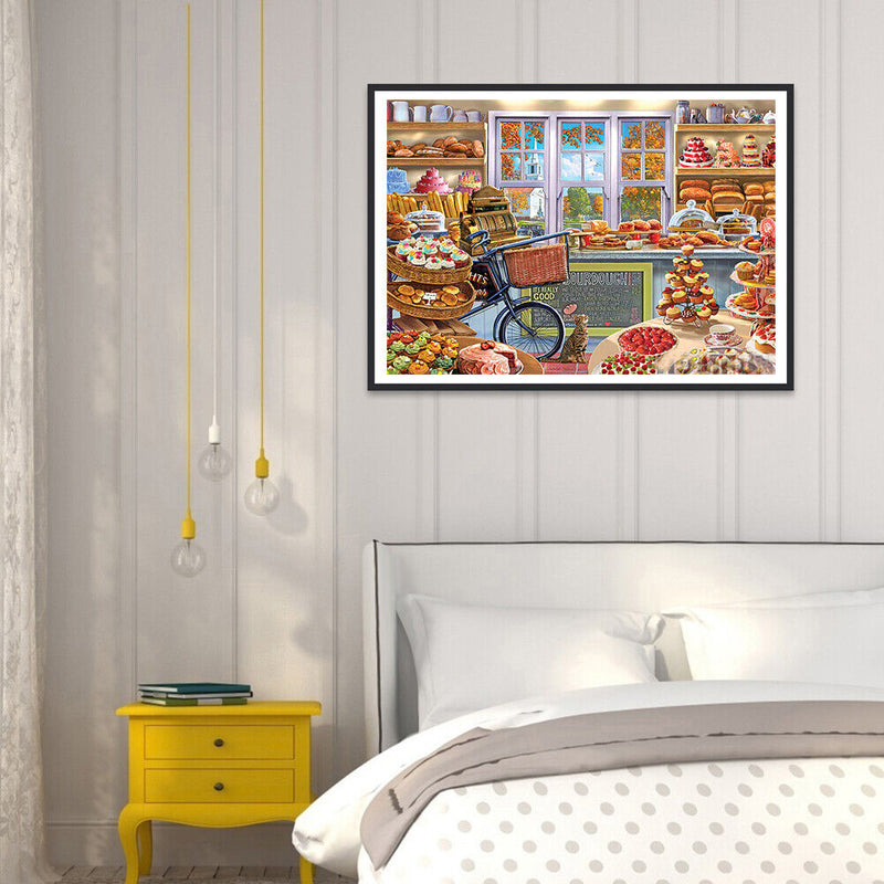 Diamond Drill Painting Kit 5D DIY Round Full Rhinestone Warm Desserts Shop Craft