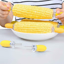 Steel Corn BBQ Forks Outdoor Party Kitchen Tool Yellow T3W8