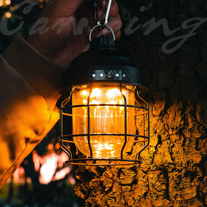 LED Camping Light USB Rechargeable Portable Outdoor Tent Lamp with Hook (A)