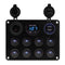 Waterproof Circuit Breaker 8 Gang 12V/24V LED Rocker Switch Panel Dual USB Port