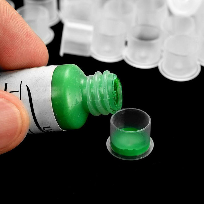 Plastic Microblading Tattoo Ink Cup Cap Pigment Clear Holder Container(A)