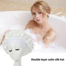 Women Night Sleep Hair Cap Satin Adjustable Curly Hair Styling Hat (White)