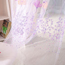Flowers Print Translucent Curtains Windows Decor Tulle Sheer Drapes Purple