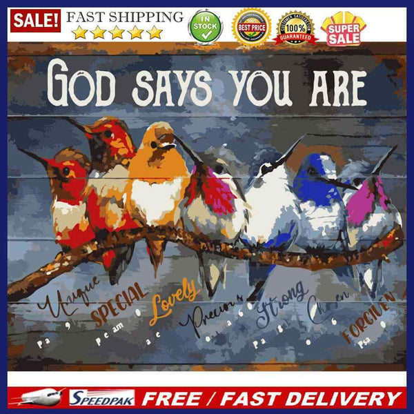 Words Bird Oil Paint By Numbers Kit DIY Drawing Picture for Adults Home Decor