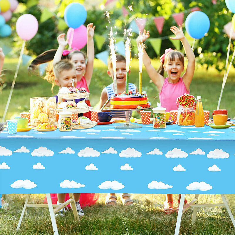 Blue Sky Cloud Tablecloth Pool Beach Birthday Party Disposable Table Covers