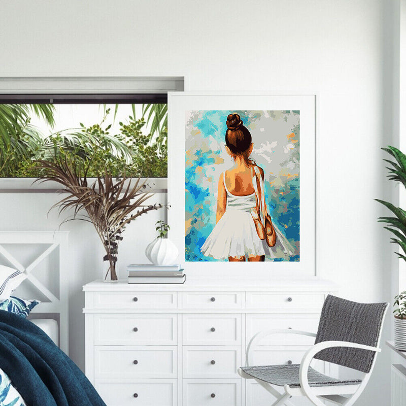 Ballet Girl Partial Oil Paint By Numbers DIY Handpainted on Canvas Wall Art