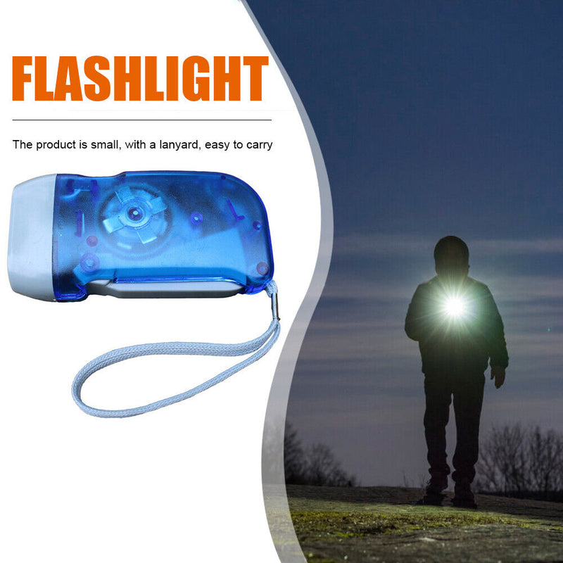 Portable 3 LED Flashlight Hand Crank Torch for Camping Light Outdoor Hiking Tool