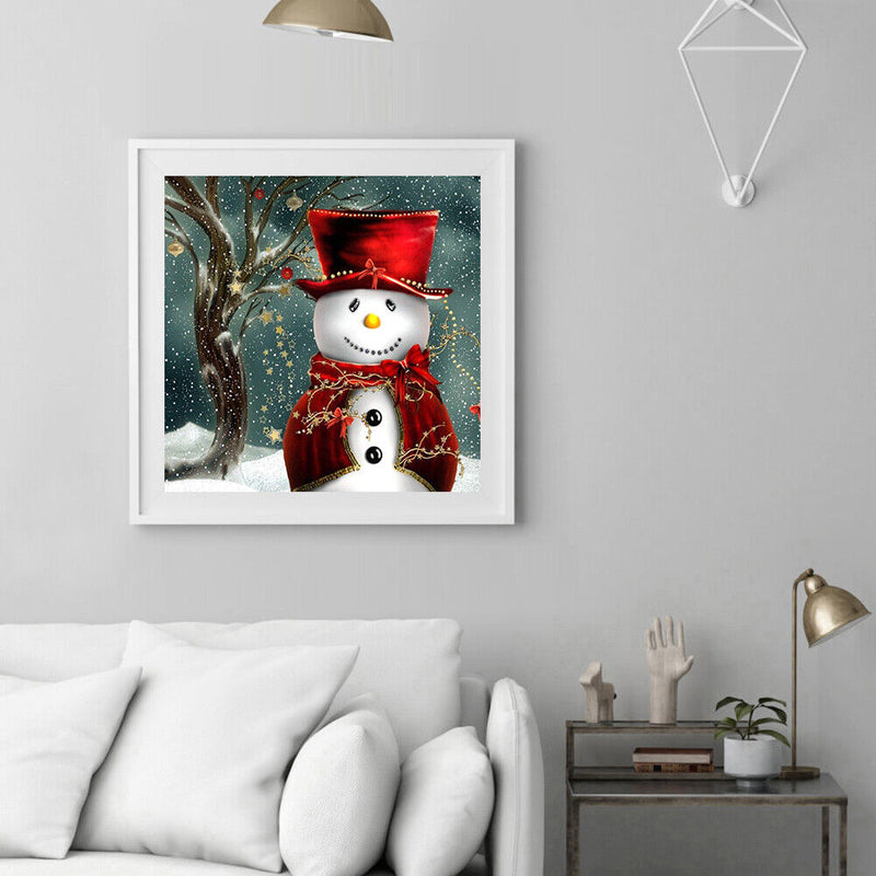 Canvas Painted Oil Paint By Numbers Snowman Red Hat DIY Bedroom Wall Arts Newly