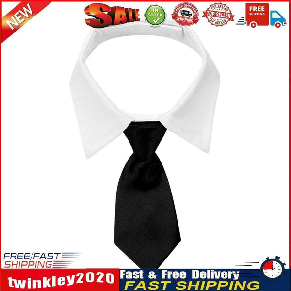 Cat Dog Collar Bow Tie Cotton Pet Formal Necktie for Wedding (Black L) Newly