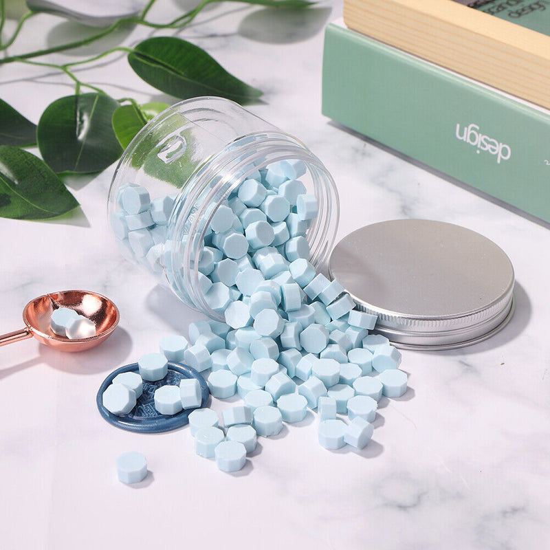 200pcs Blue Sealing Wax Single Color Blue Wax Beads Sealing Stamp Tablet Pill