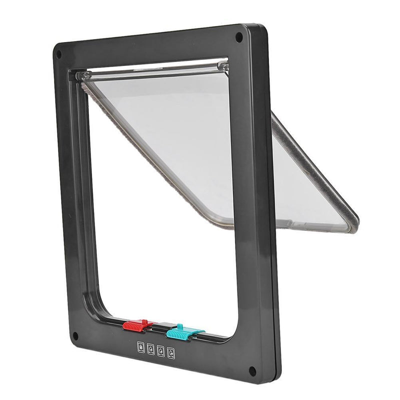 4 Way Lockable Dog Cat Safe Flap Door Puppy Pets Plastic Gate (Black XL) Newly