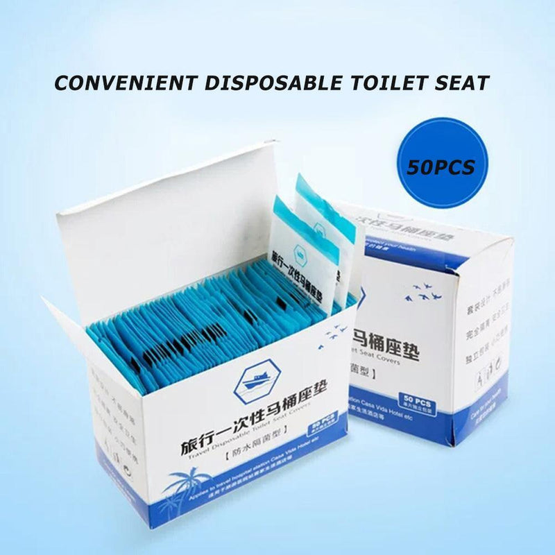 50pcs Disposable Toilet Seat Cover Safety Travel Bathroom Toilet Paper Pad Newly