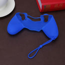 Silicone Non-Slip Grip Cover Case for PS4 Controller with Lanyard(Blue)