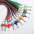 Card Holder Printed Fabric Retractable Necklace Lanyard Hanging Rope Neck Strap