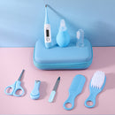 8pcs Newborn Care Kit Nail Thermometer Grooming Clipper Scissors (Blue)