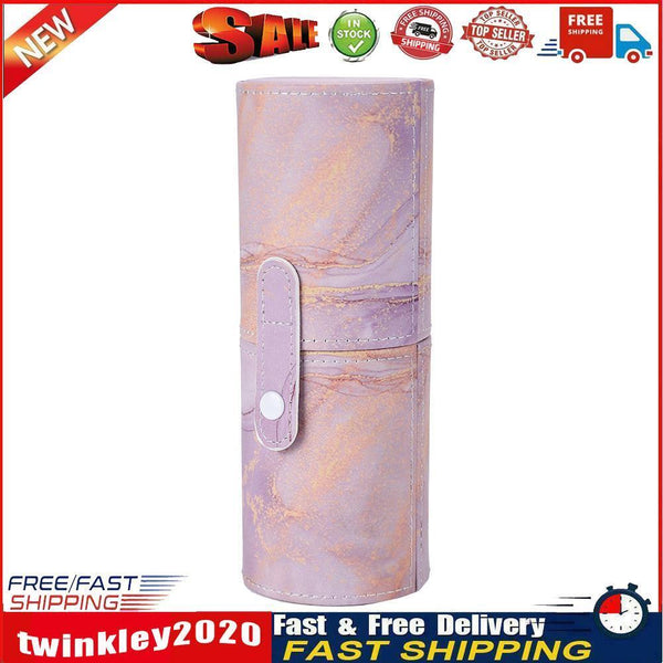 Portable PU Leather Makeup Storage Holder Cosmetic Brush Pen Cup Box (C) Newly