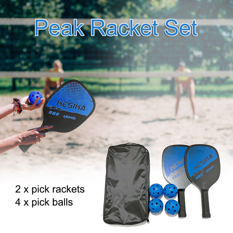 2pcs Pickle Paddles Rackets + 4 Balls Kit Lightweight Racquet for Indoor Outd