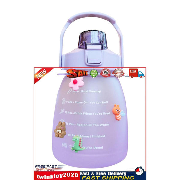Water Bottle - Cute Belly Bottles Water Jug with Time Marker 1.3L (Purple) Newly