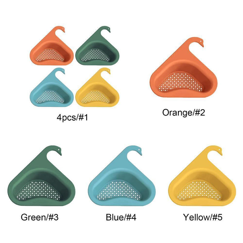 Colander Sink Strainer Kitchen Sink Shelf Faucet Hanging Drain Rack (Blue)