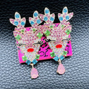 Betsey Johnson Pink Rhinestone Christmas Reindeer Deer Water Drop Stud Earrings