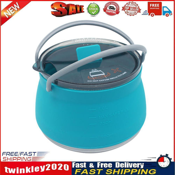 Silicone Folding Kettle Portable Tea Cooker Mini Boiling Water Pot (Blue) Newly