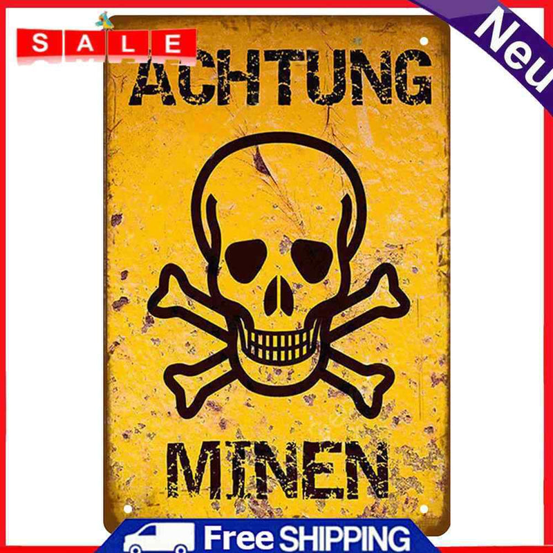 Attention Mines Metal Tin Sign Plaque for Bar Pub Club Cafe Decorative Iron Paint