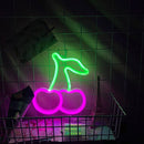 Cherry Fruit LED Neon Light Colorful Neon Sign Night Lamp Hanging Decor (B)