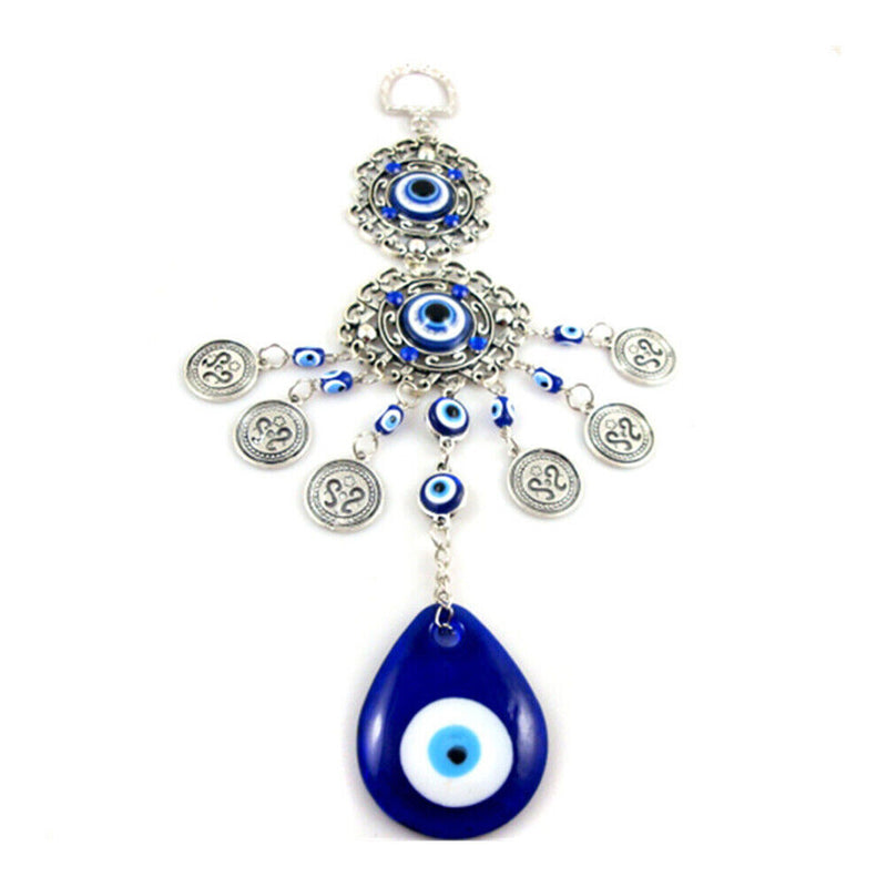 Turkish Blue Eyes Lucky Pendant Wind Chime Rhinestone Wall Door Hanging Ornam