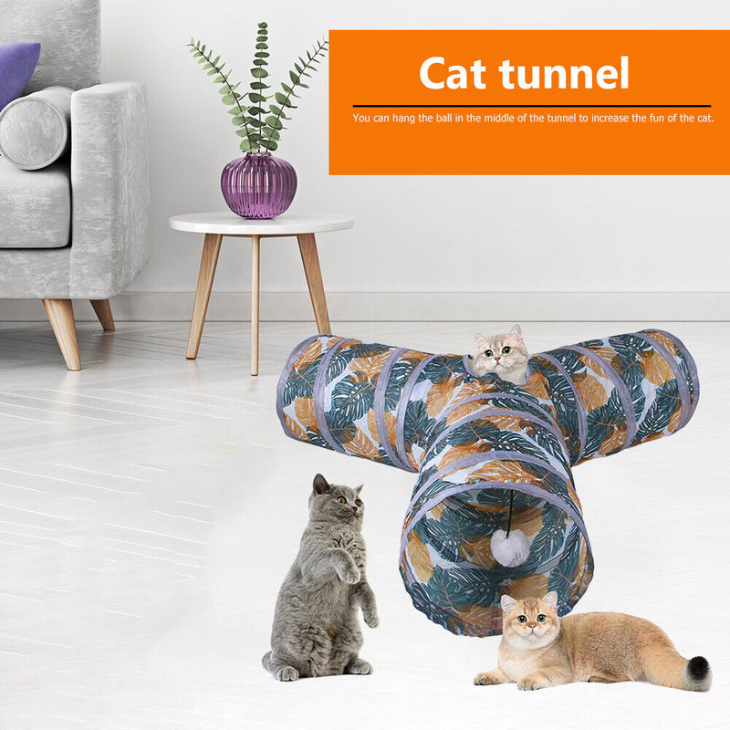 Cat Tunnel Tube 2/3/4 Way Foldable Cat Kitten Tunnel Training Interactive T