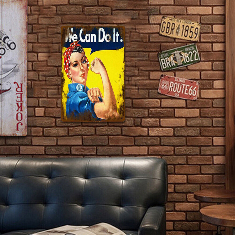 Wall Mounted Fitness Girl Metal Signs Retro Pub Bar Door Hanging Rectangle Sheet
