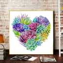 11CT Partial Cross Stitch Heart Succulents Counted DIY Wall Crafts Home Decor