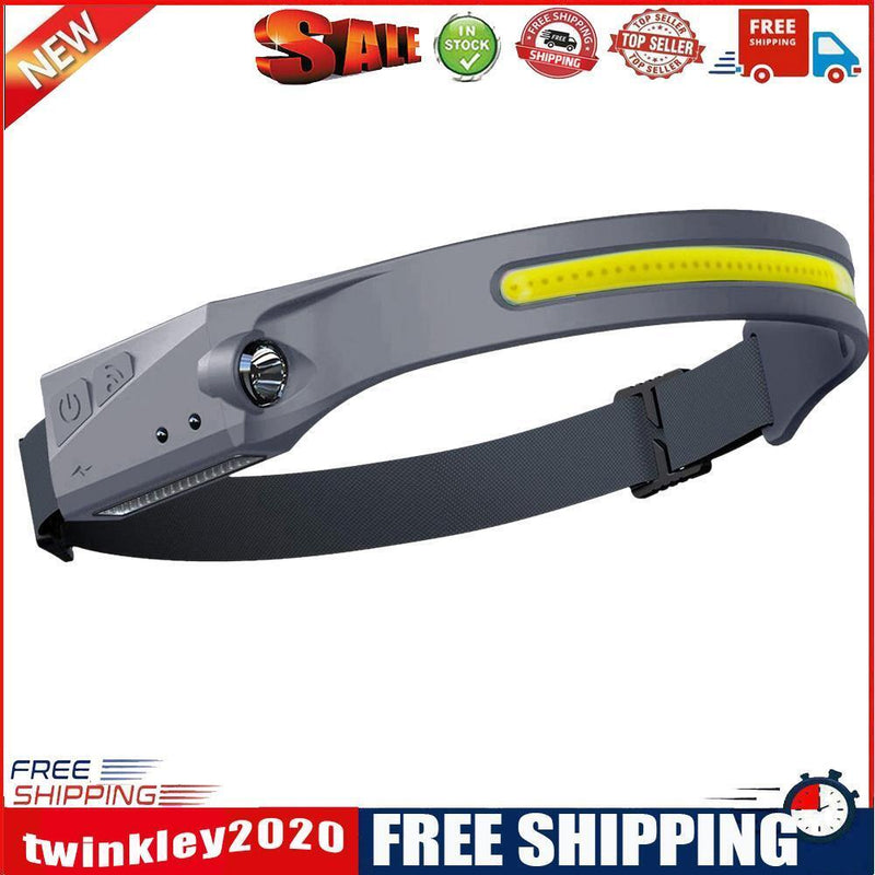 COB LED Headlamp Sensor Headlight Rechargeable Outdoor Work Light (Grey)