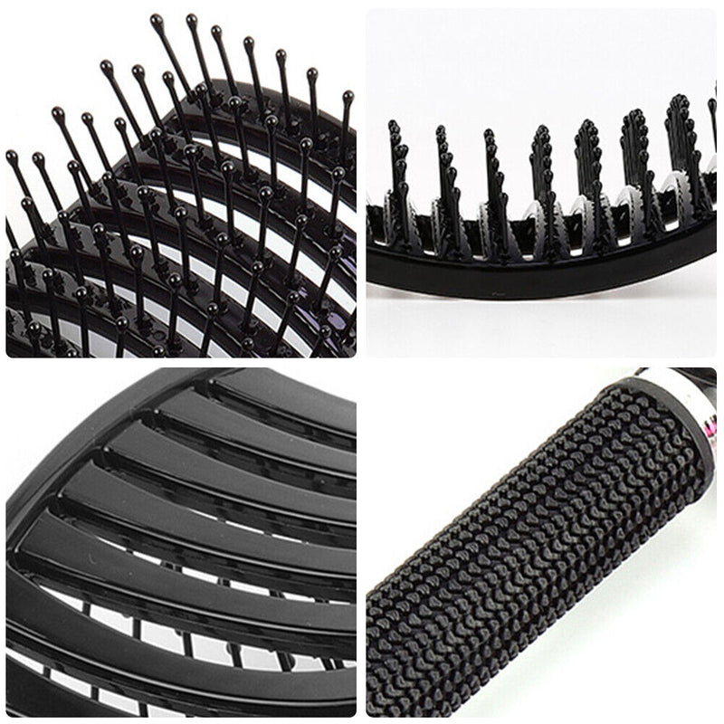 Hair Scalp Massage Comb Curly Detangle Hair Brush Hairdressing Tool (Black)