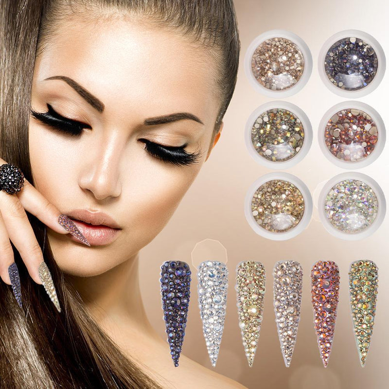 6pcs/bag Nail Crystal Rhinestones Glitter Small Irregular Beads DIY Nail Stic